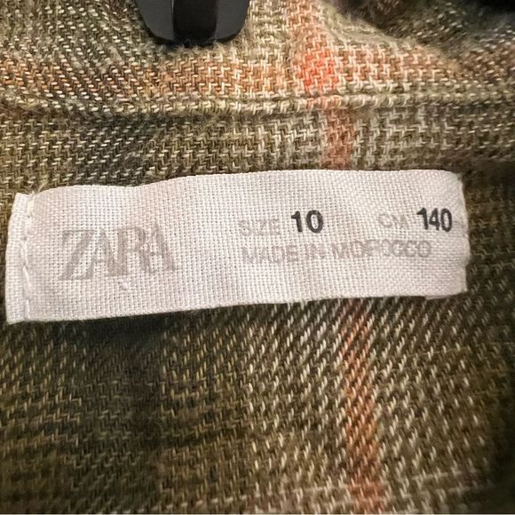 Zara Girls Plaid Side Tie Shirt Dress Size 10 - Picture 7 of 9